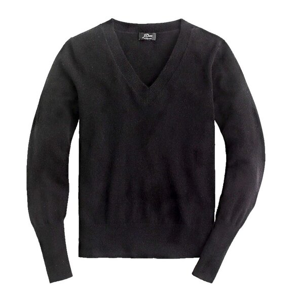 NWT J.Crew Cashmere V-neck Fitted Sweater in Black Slim Fit Pullover XS